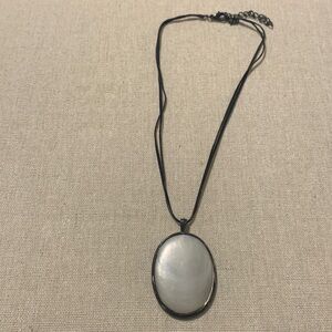 Black Cord Necklace with Oval Pendant